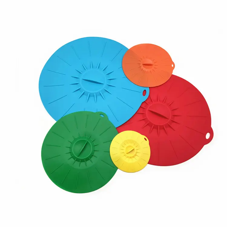 BPA Free Heat Resistant 5 Pack Suction Lid Food Cover Silicone Pot Lids