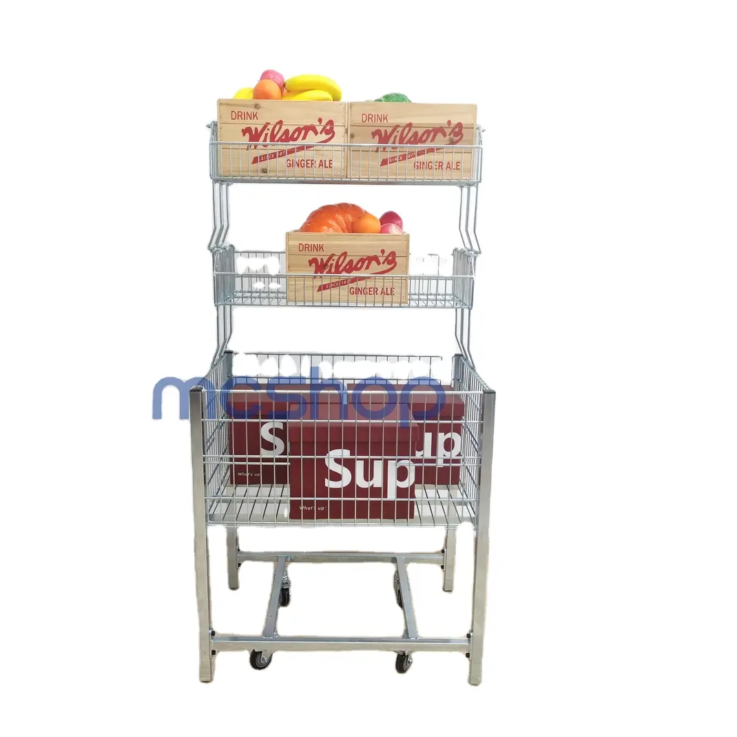 Supermarket Convenience Stores Small Promotional Table Display Stand Mesh Basket Removable Folding