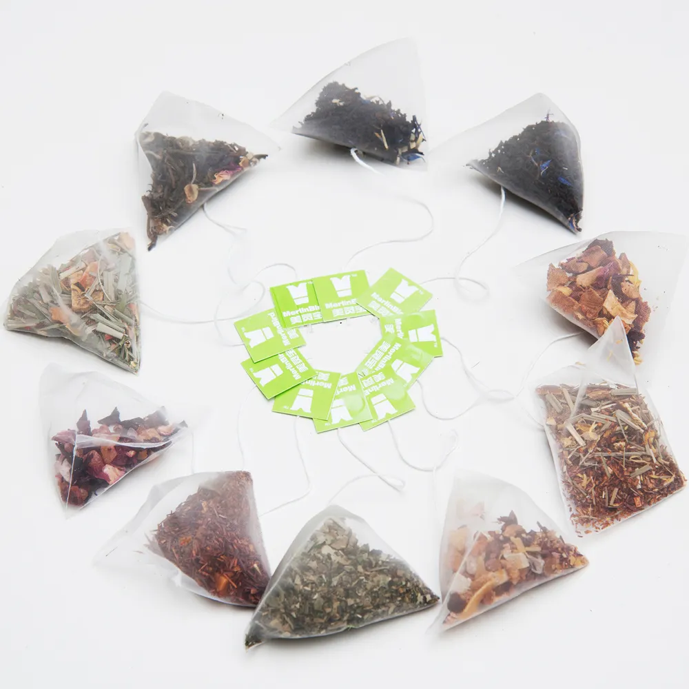 OEM private label Biodegradable Pyramid Triangle tea bags With Strings, Fruit and Herbal Tea