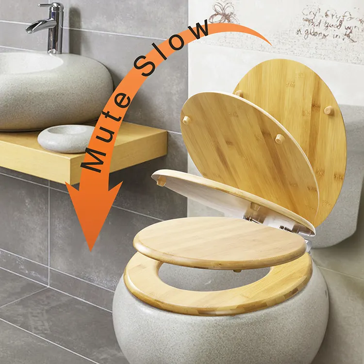 Bofan High Quality bamboo wooden toilet cover for round bowl bamboo toilet seat