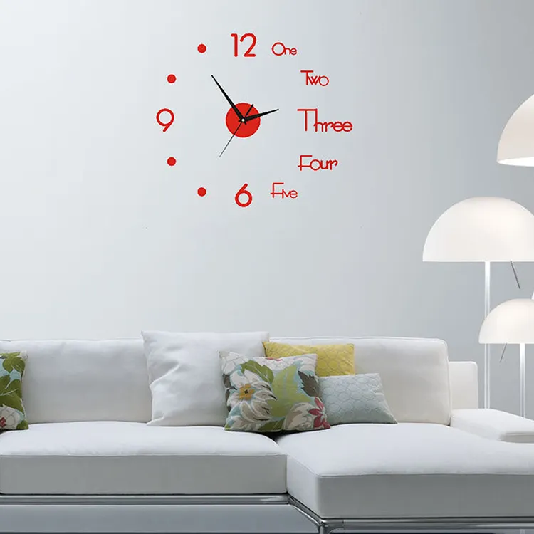 Frameless 2022 Latest Modern acrylic diy 3D Wall Clock For The Living Room Bedroom