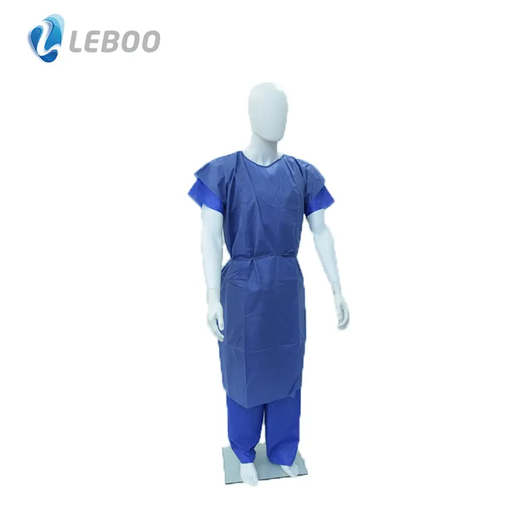Униформа для больниц медицинские расходные материалы SMS одноразовый наряд пациента без рукава темно-синего цвета