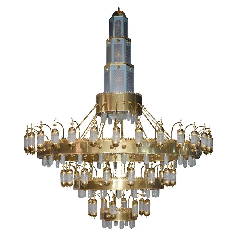 Mosque Large Gold Islamic Project Lamp  Moroccan Lighting Mushlim Lamp Church Masjid Chandelier