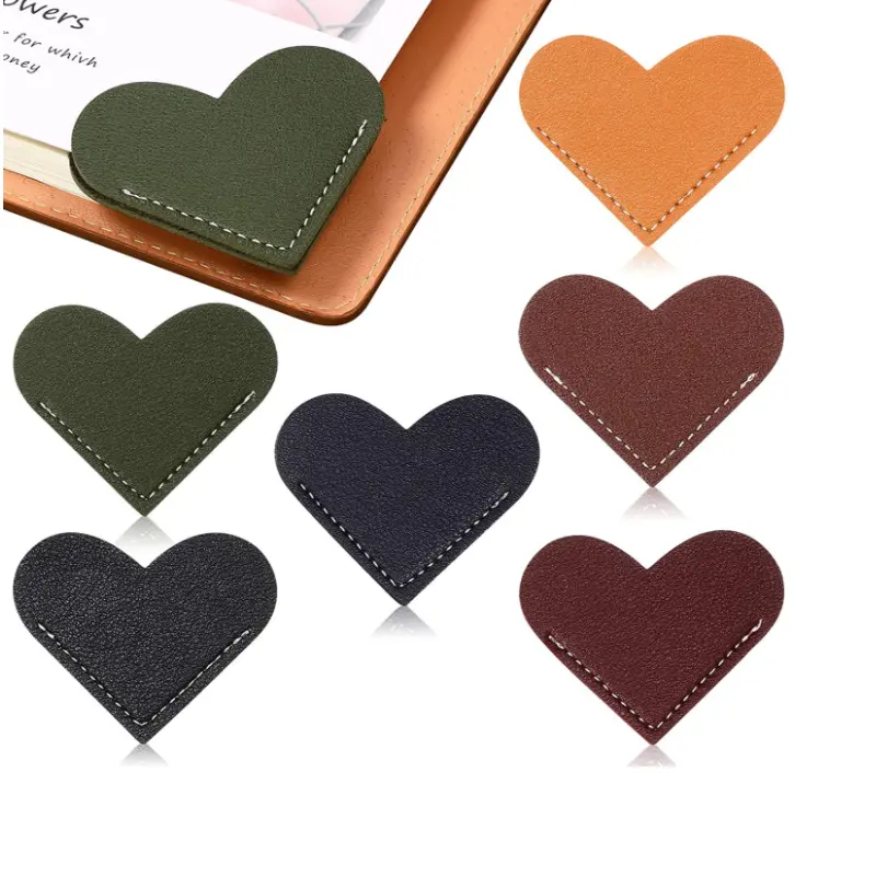 Personalized PU Leather Heart Bookmark Page Corner Book Marker Handmade Bookmark