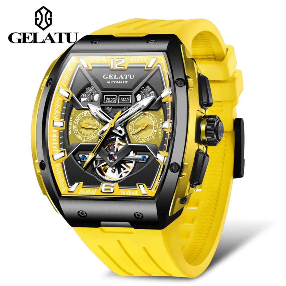 GELATU 6013 Oem оригинальные мужские деловые наручные часы Мужские Роскошные брендовые автоматические механические часы из нержавеющей стали для мужчин