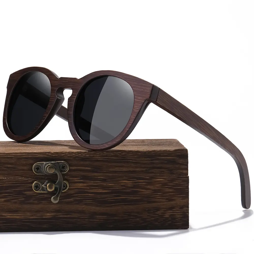 2022 новые стили оптовая продажа OEM солнцезащитные очки в стиле ретро с УФ-защитой для женщин с текстурой древесины круглые мужские оттенки бамбуковые деревянные солнцезащитные очки