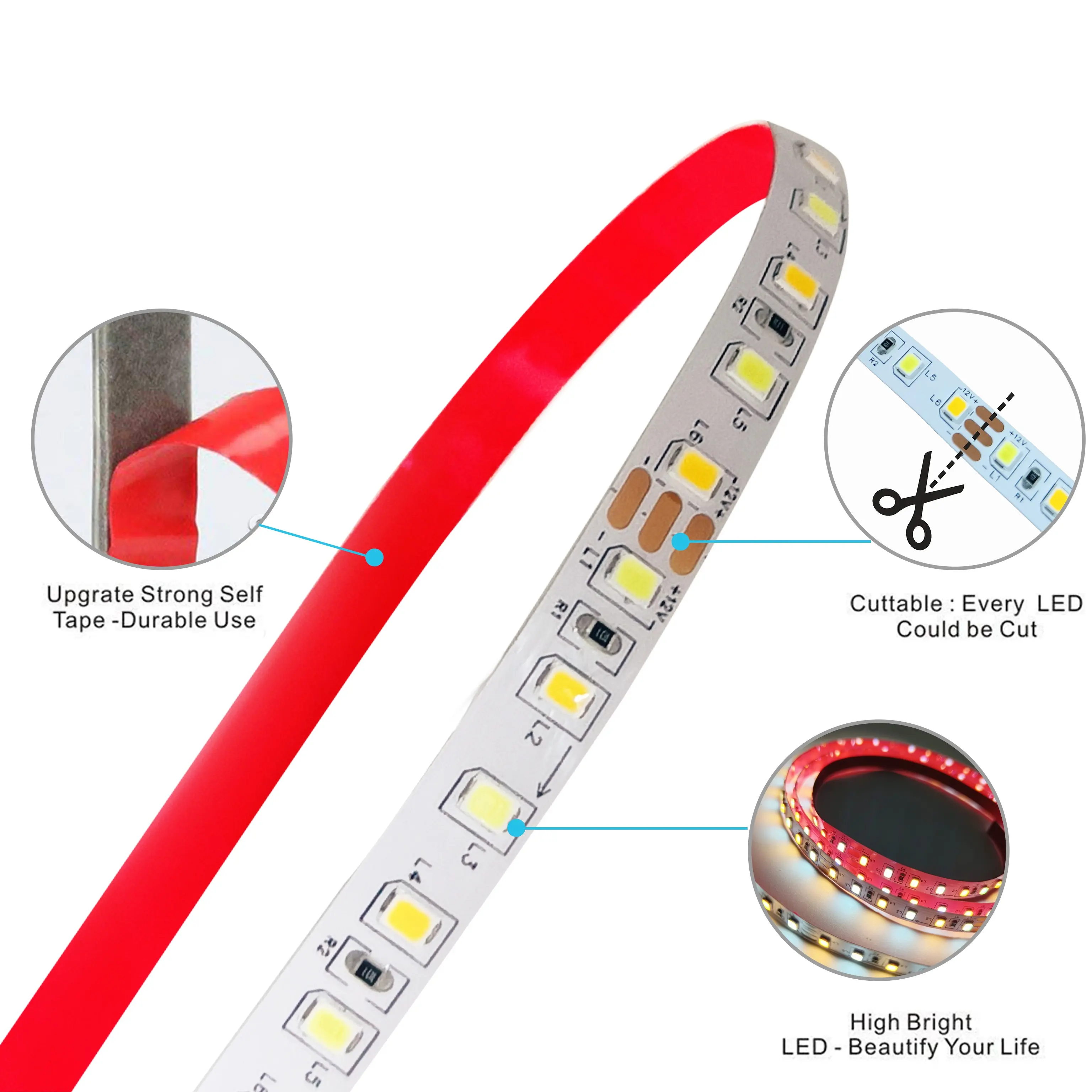 SMD 2835 гибкие светодиодные полосы 12 В 60D 120 светодиоды 3000K-6000K 2835 SMD светодиодные полосы света