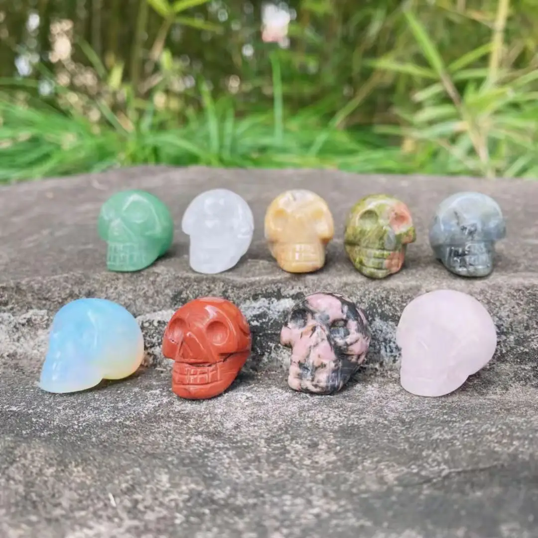 Factory Price Wholesale Natural Hand-carved Crystal Gemstone Mini Skulls For Decoration