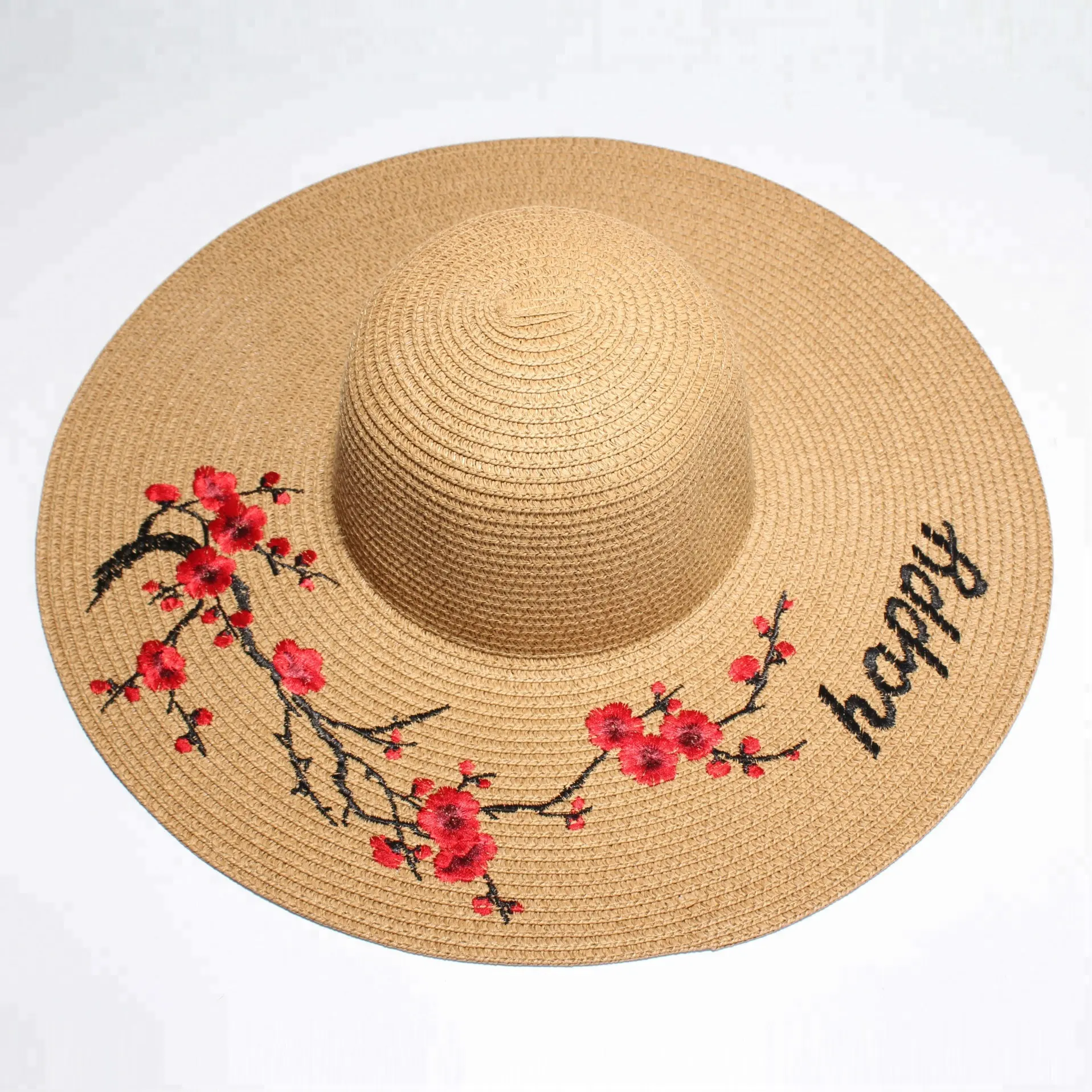 Высококачественная вышитая шляпа с широкими полями для женщин