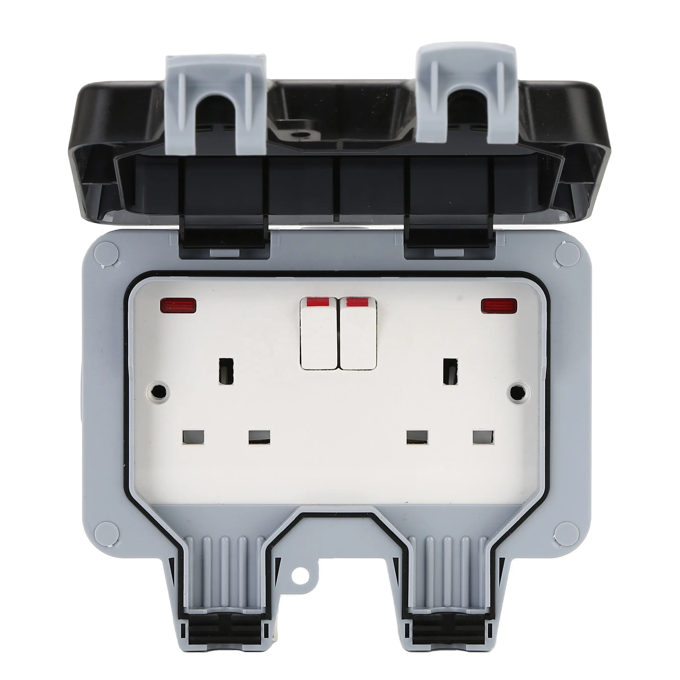 IP66 Waterproof 2Gang 13A Switch Socket Outlets Box European Wall Sockets And Switches Electrical Screw MP22-N