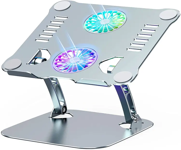 New 2 in 1 Design RGB Laptop Stand Adjustable Folding Aluminium Laptop Stand Ergonomic Laptop Stand With Cooling Fan & RGB