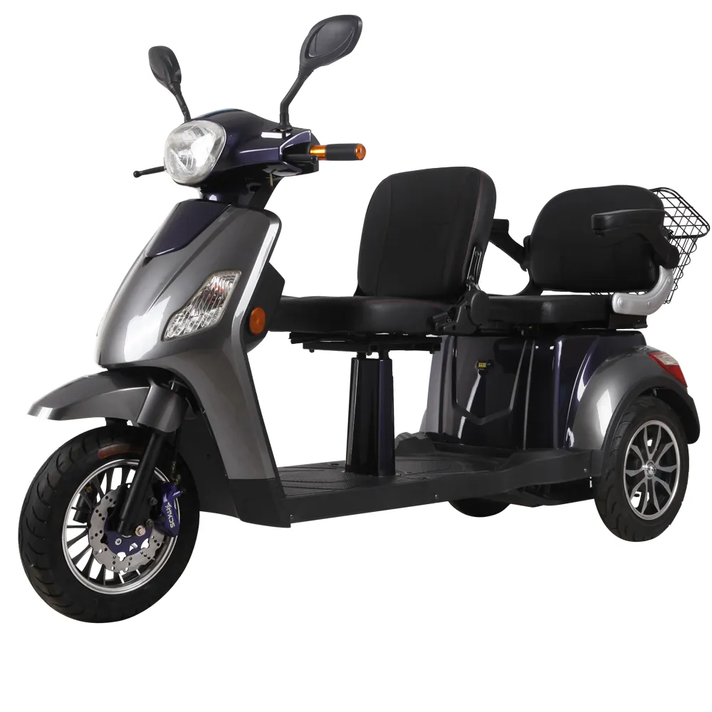 Дешевая 3-х колесный Электрический самокат Скутер велосипед с 2 местами для взрослых