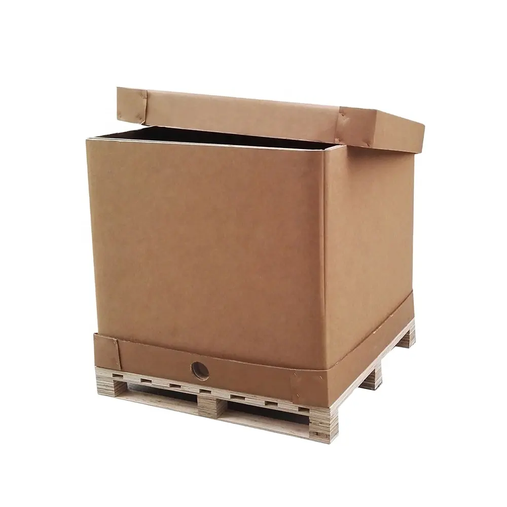 1000L cube  intermediate bulk containers foldable  paper IBC tote   with liner bags for liquid
