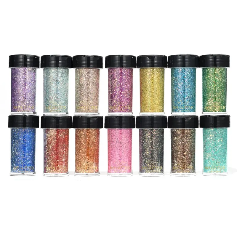 KM GLITTER LTS Series Factory Bulk Supply Wholesale Color Customized Holographic Chunky Glitter for Nail Decoration