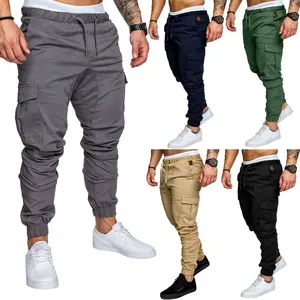 Popular foreign trade men's casual work clothes Multi Pocket pants men's large drawstring sports Leggings