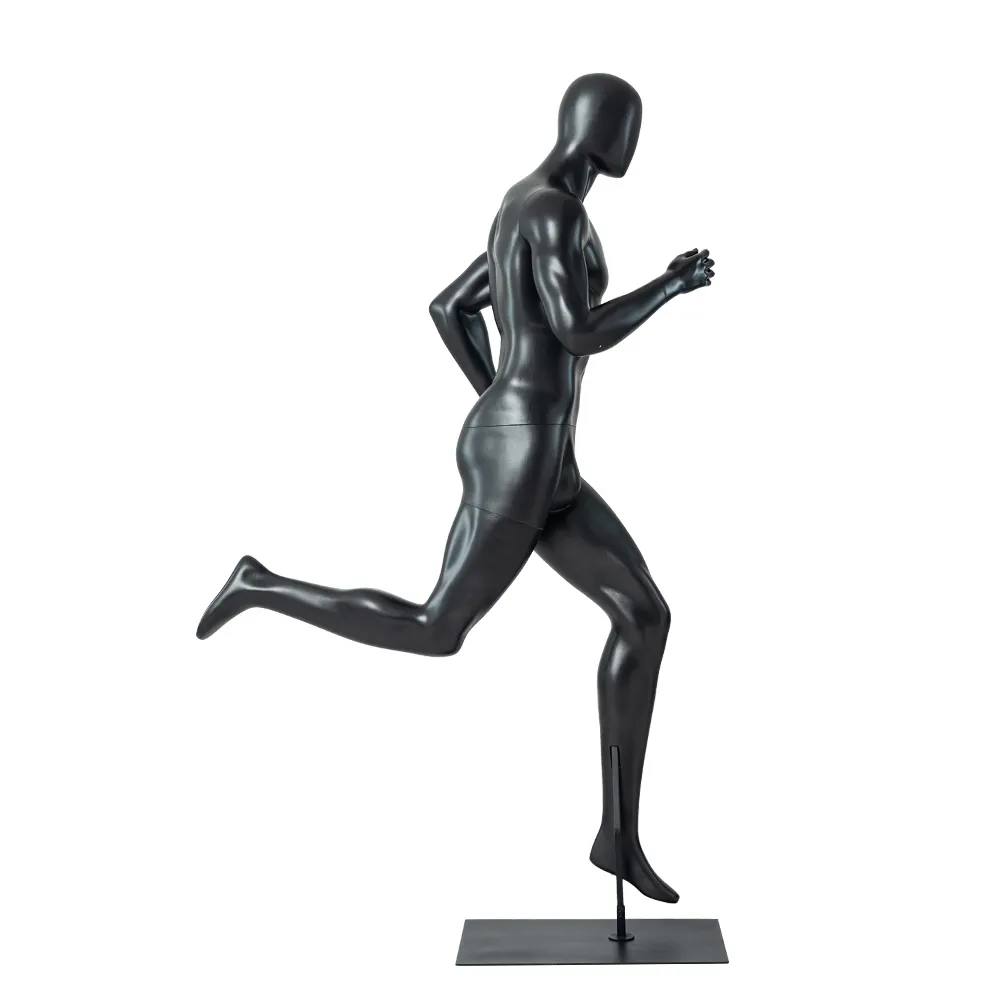 full body strong moving running pose male sports mannequin