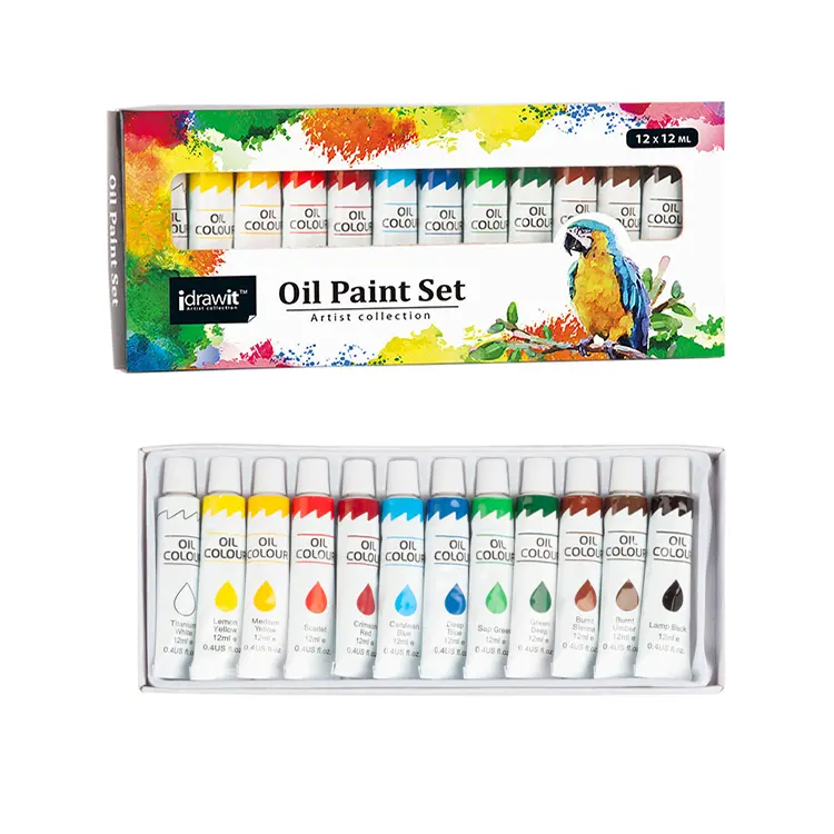 Оптовая продажа заказной 12 видов цветов 12 мл художественные Арт Набор масляных красок трубки для детей Картина