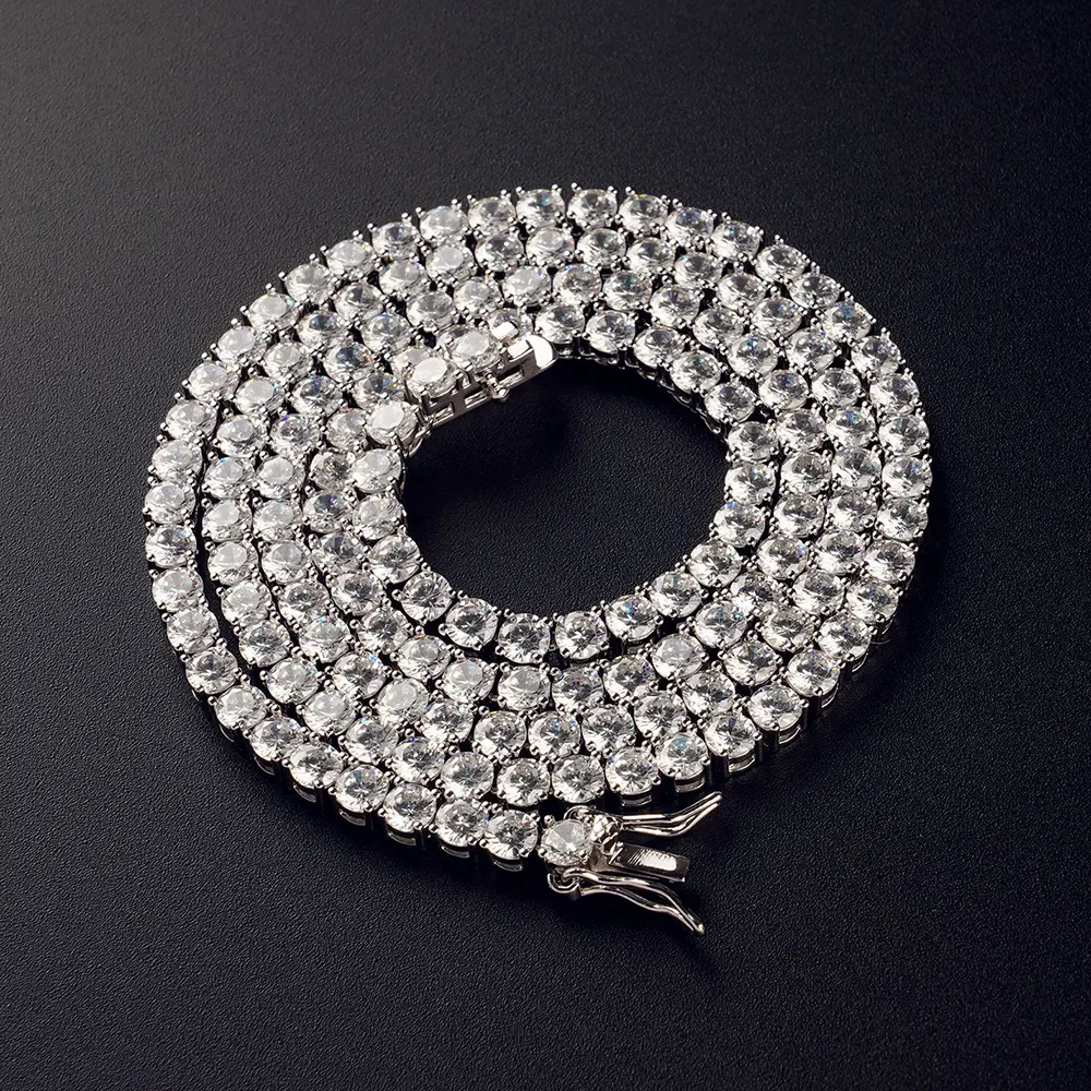 Ожерелье из серебра 925 пробы с муассанитом, 3 м, 14 к, 18 к