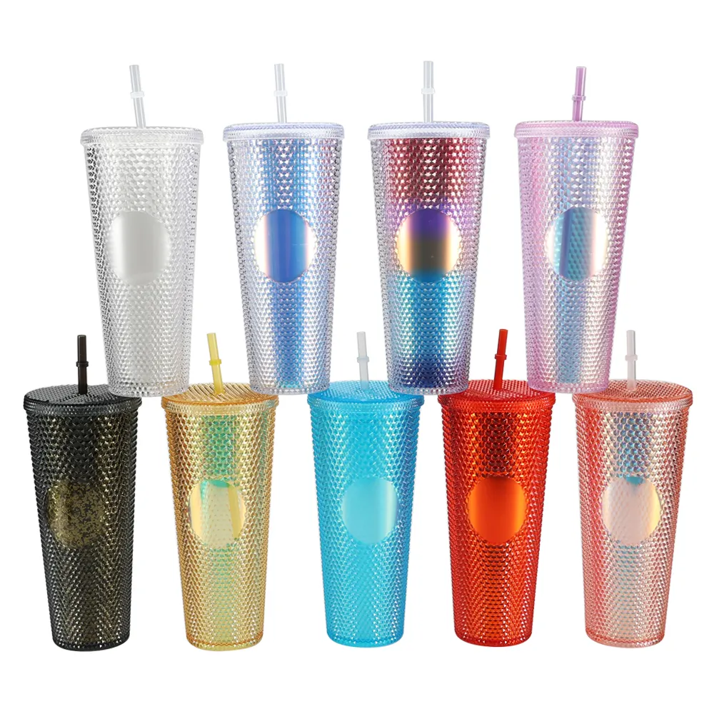 Оптовая продажа, цветной изолированный пластиковый матовый стакан с соломинкой с логотипом под заказ, 17 унций, 24 унции