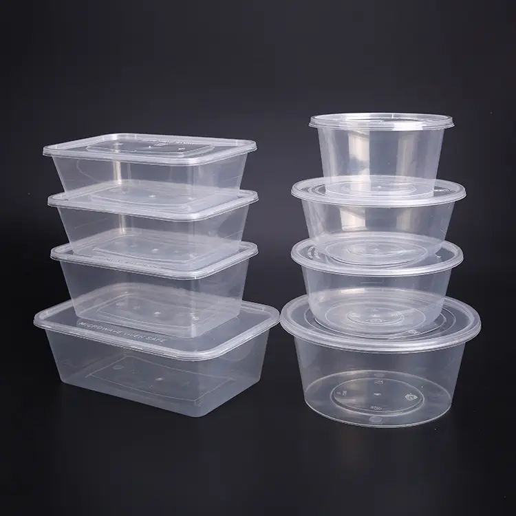 Одноразовые контейнеры с крышками для пищевых продуктов, кухонный ящик для хранения, прозрачный пластиковый контейнер для хранения пищевых продуктов
