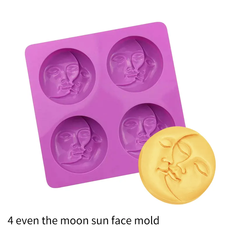 Face Silicone Mold DIY Scented Candle Gypsum Handmade Soap Mold And Moon Sun Face Stencil