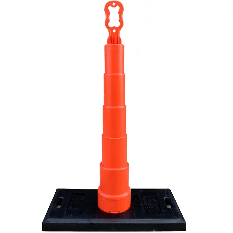 Reflective T-top traffic parking plastic flex bollard with rubber base