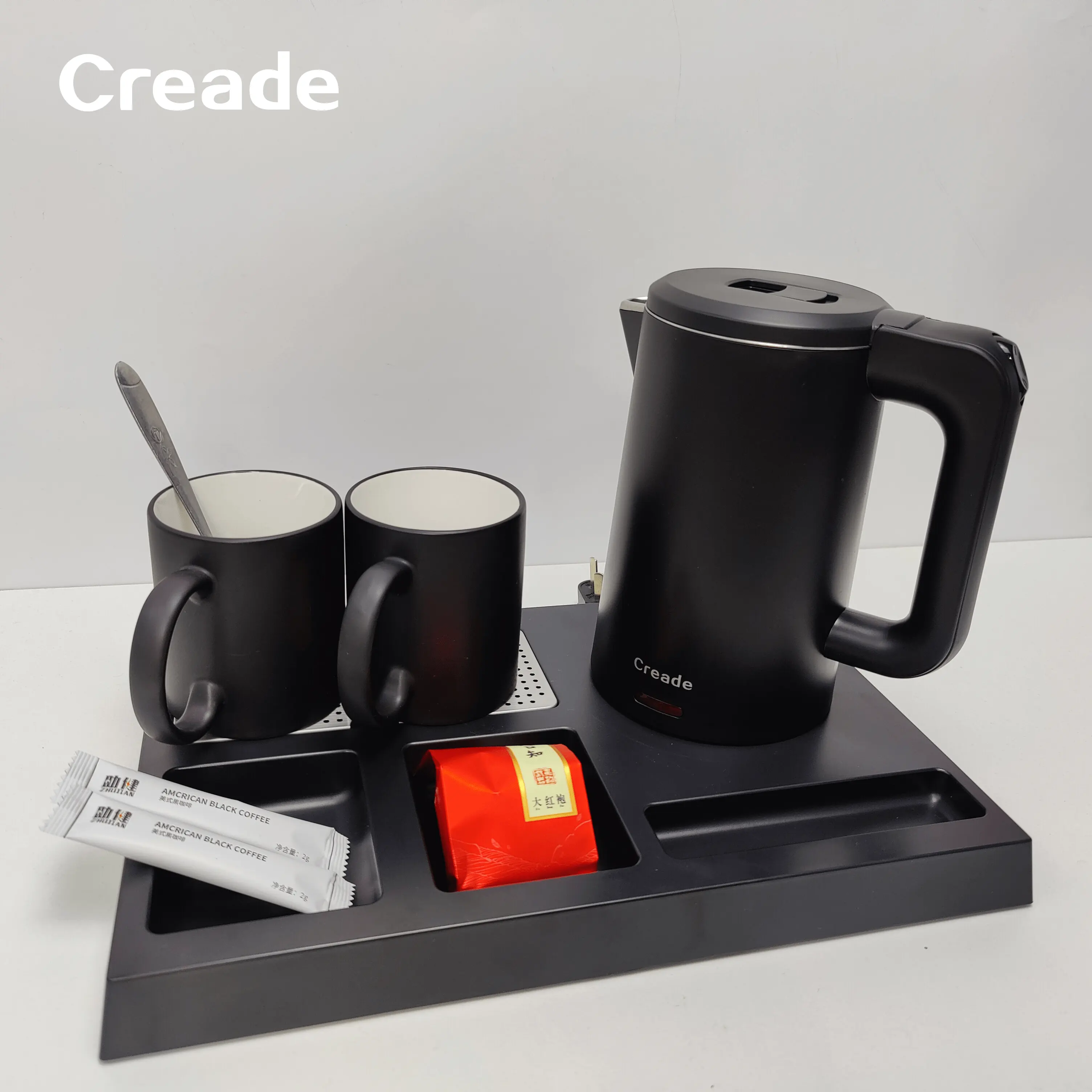 Creade 0.8L Hotel Hot-Sell Double-Deck Hotel Professional Electric Kettle Set With Tray