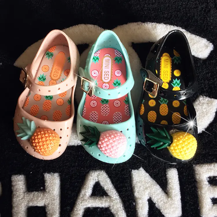 Летние сандалии-желе из ПВХ с рисунком ананаса для девочек и малышей