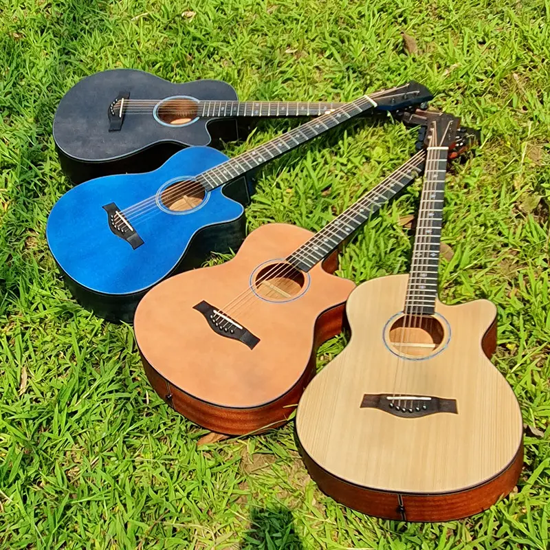 Amazon Hot Sale single plate acoustic guitar 41 inches light folk guitar manufacturers face single guitar wholesale electric box