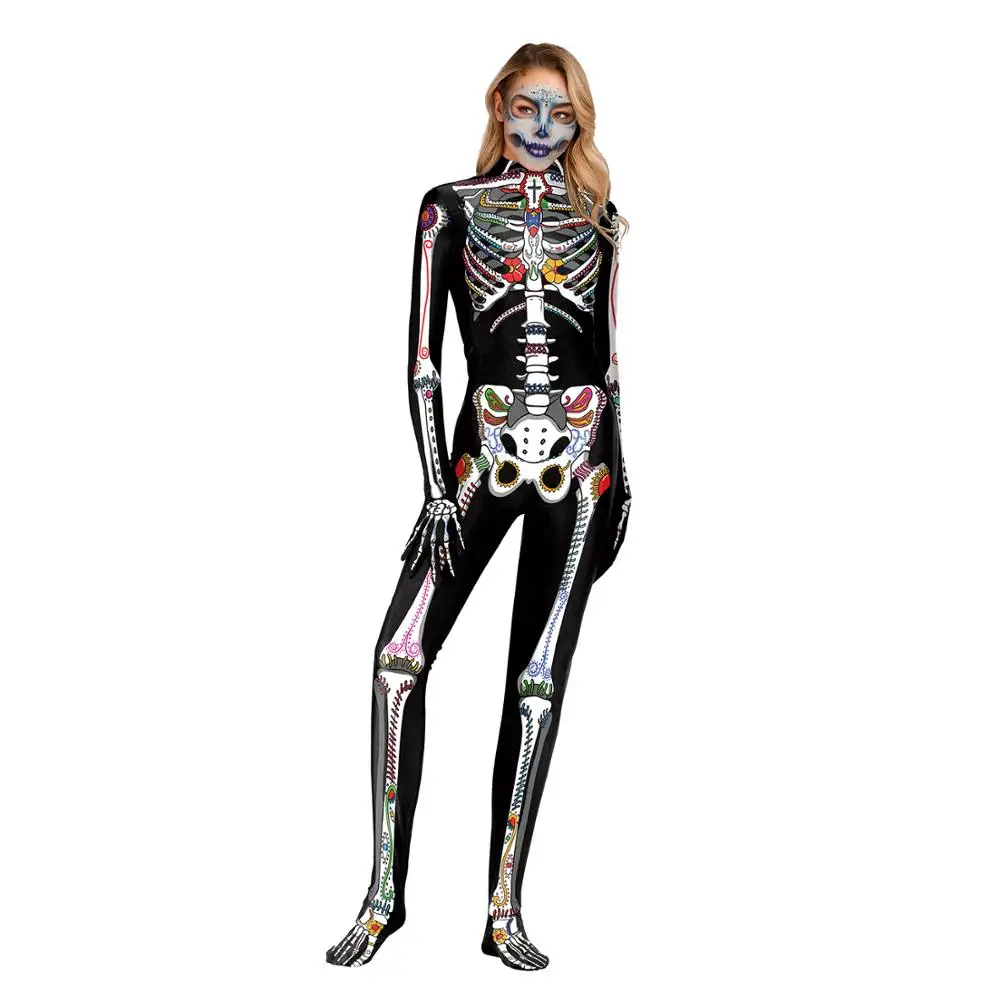 Sexy Women Cosplay Jumpsuits Print Halloween Costumes Tight Bodysuit With Hands With Foot N37-27