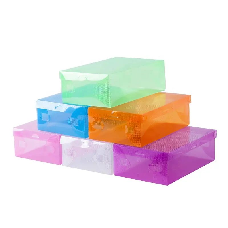 Оптовая продажа, дешевая удобная прочная цветная прозрачная пластиковая коробка для хранения обуви