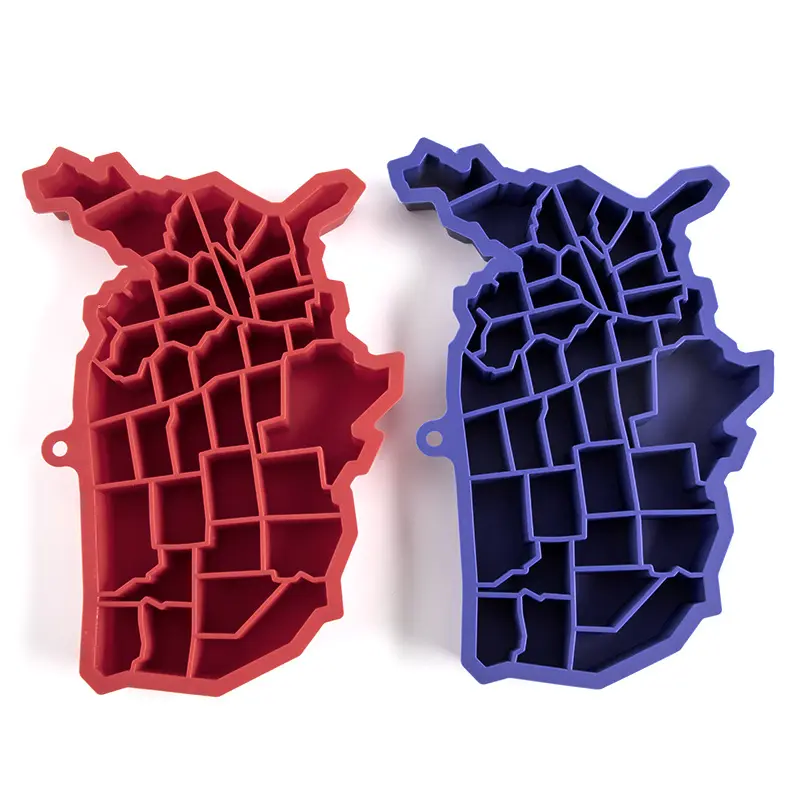 Kingwise Amazon Hot Products Custom Silicone Ice Cube Tray Irregular Silicone Ice Maker Mold Wholesale Usa Map Ice Cube Tray