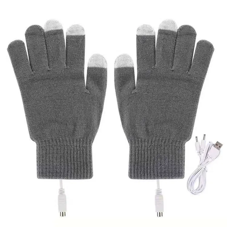 USB electric heating warm gloves black ski winter safety heating gloves knitted gloves