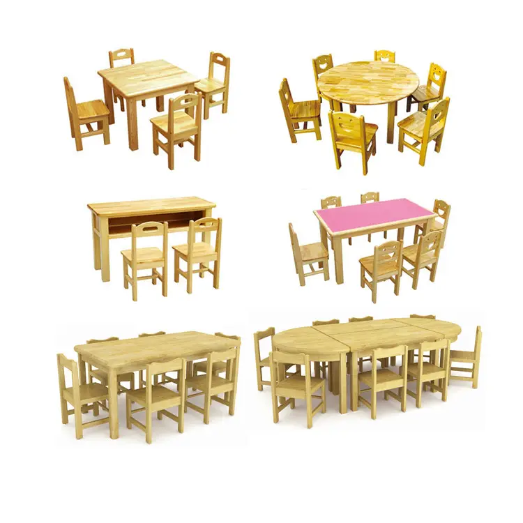 High Quality kids wooden table and chairs for kindergarten school daycare preschool furniture