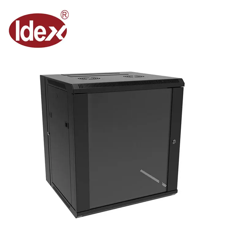 Black Cold Rolled Steel 6U 9U 12U 15U 18U 22U 27U Wall Mounted Network Cabinets With Glass Door