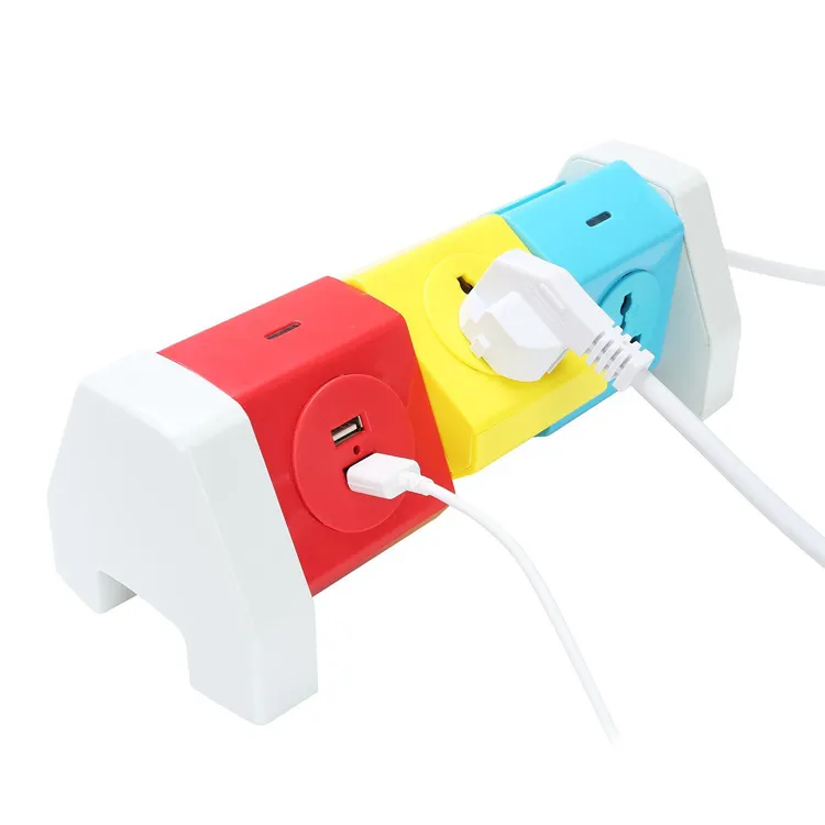 best selling ABS 180 rotary colorful intelligent Multiple USB fast charging revolving extension power strip extension board