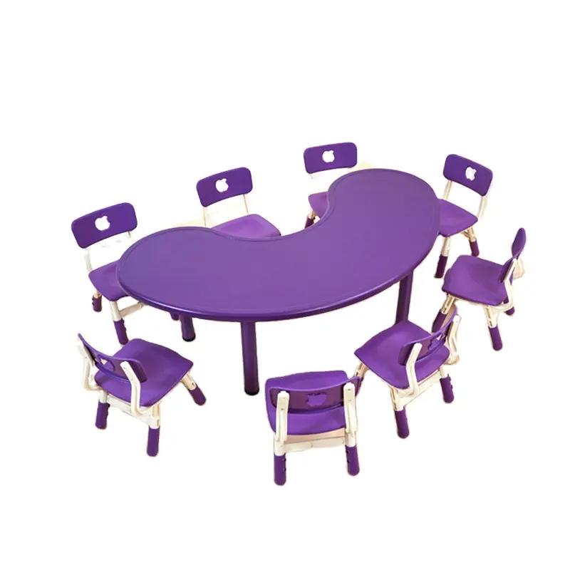 Guangzhou Joyeden moon shape Plastic kids study table with chair set school furniture for learning