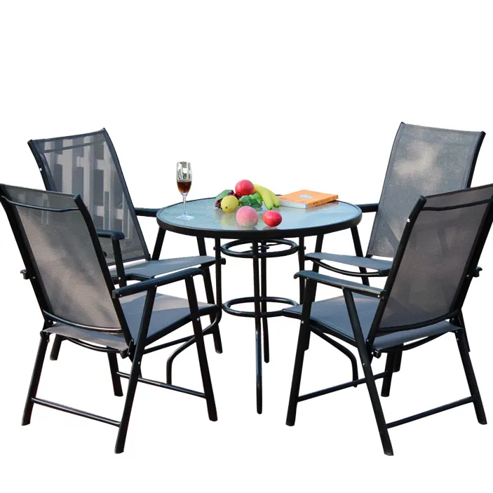 China Furniture Folding Chair Square Aluminum Table 4Seater Table Garden Folding Table 5Pcs Garden Set