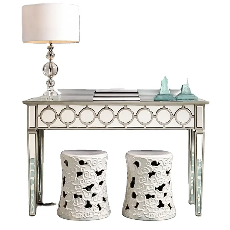 European Traditional Style With Silver Mirror Entrance Table