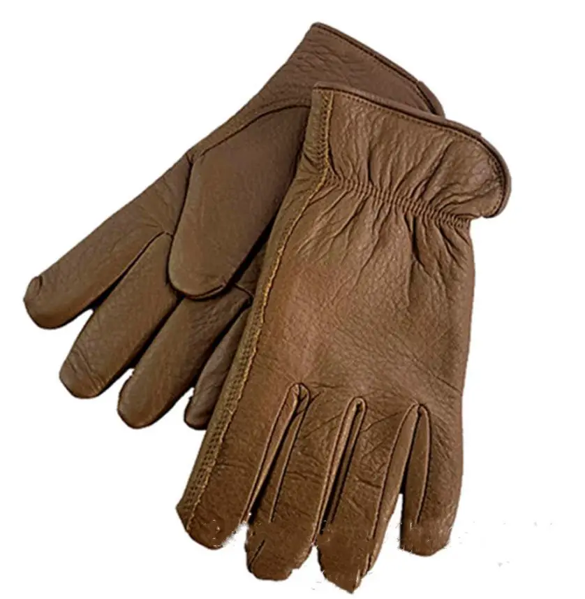 Осенне-зимние коричневые перчатки для верховой езды из оленьей кожи в стиле ретро с бархатными теплыми и износостойкими мотоциклетными перчатками