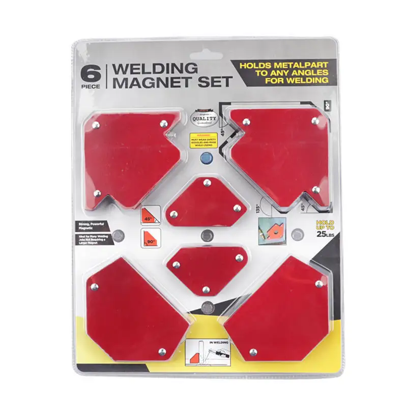 Набор сварочных мини-магнитов, 6 шт, включает 2 стрелки 25 фунтов, 2 многоугловых магнита 25 фунтов, 2 мини-магнитных держателя для сварки 9 фунтов