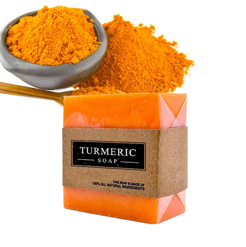 OEM ODM Hand Made Anti Acne Remove Pimples Dark Spots Skin Whitening Natural Organic Herbal Turmeric Soap