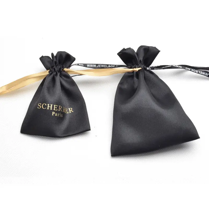 Wholesale customised small satin bags logo gift pouch