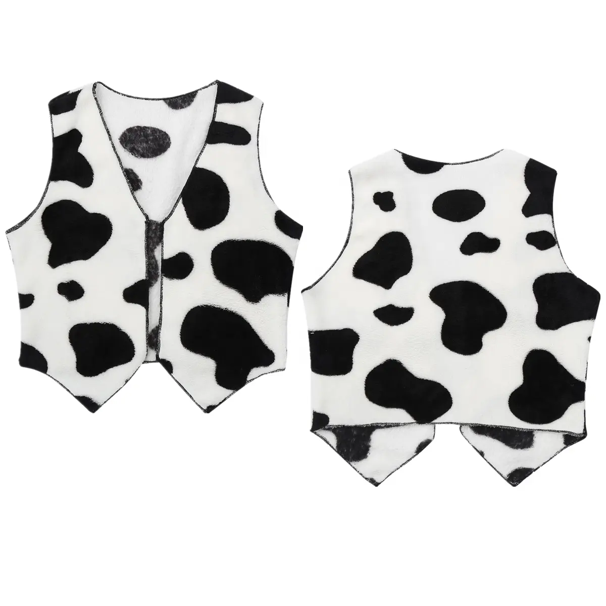 Baby Waistcoat Soft Flannel Kids Black&White Cow Printed Kids Fancy Vest Sleeveless Open Front Baby Boys Girls Clothing