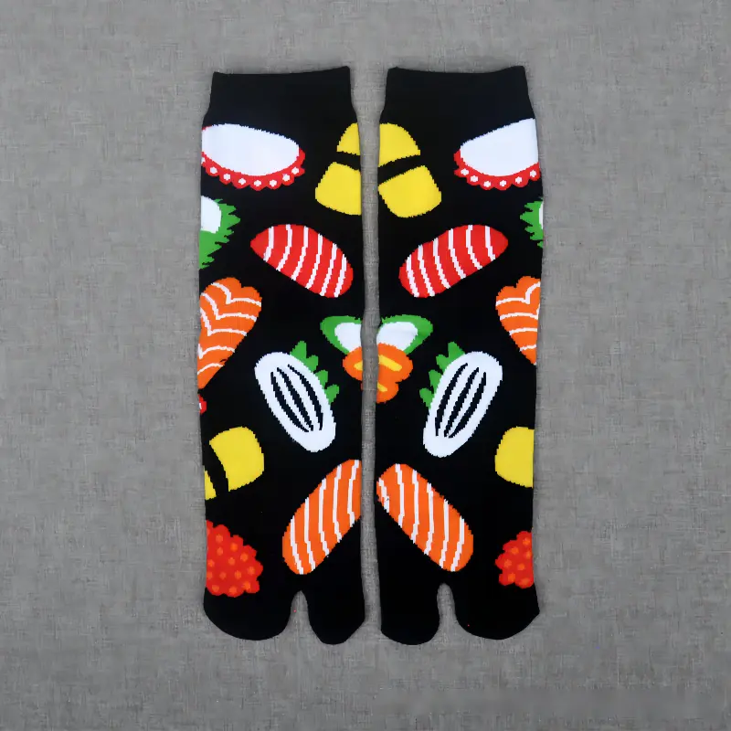 Высококачественные мужские носки с логотипом на заказ, с рисунком еды, с пальцами, с двумя пальцами, спортивные носки Tabi