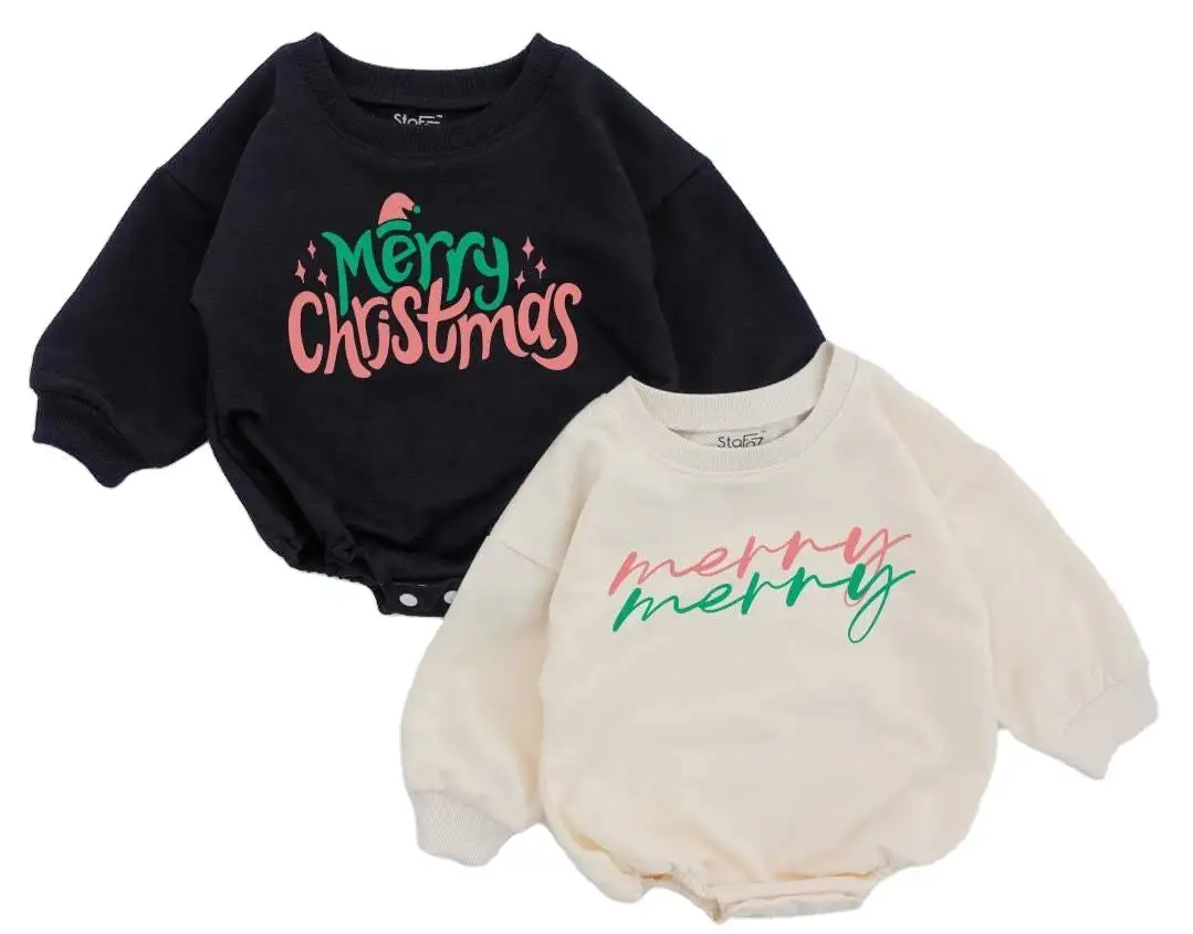Оптовая продажа, милая мягкая одежда для малышей, новая осенняя зимняя одежда с длинными рукавами для рождественской елки, одежда для маленьких девочек