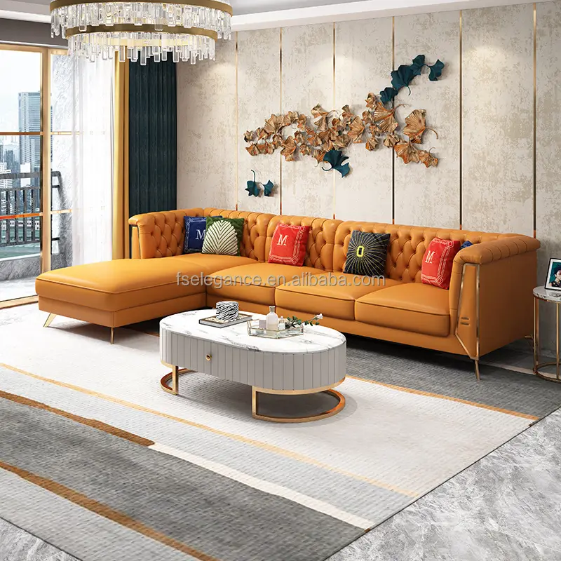 Золотые металлические ножки divani, современный мягкий Королевский диван среднего века, набор мебели, современная кожаная мебель для гостиной