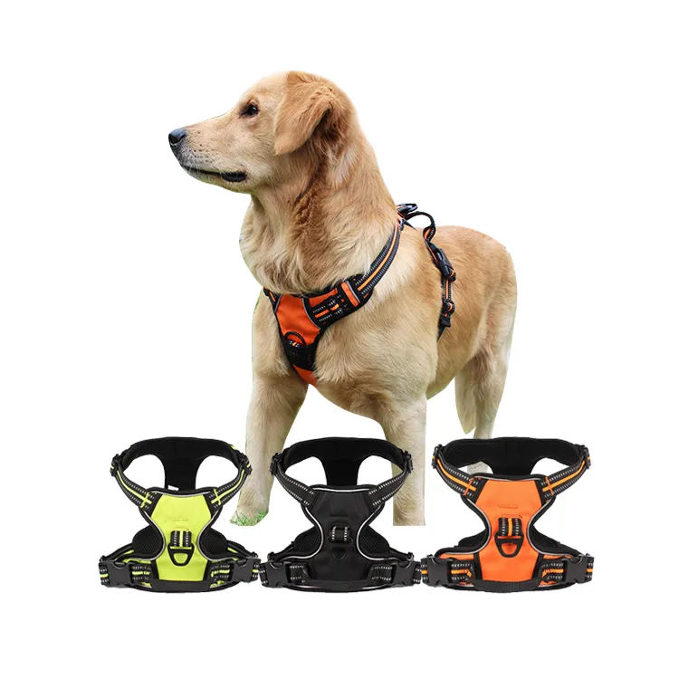 Wholesale Custom Heavy Duty Luxury Adjustable Reflective Personalized Strong Dog Harness For Medium and Large Dogs 2021