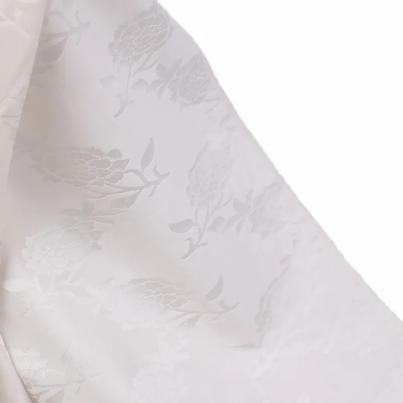 China peony silk flower jacquard plant dyeable silk cotton interwoven dresses fabric