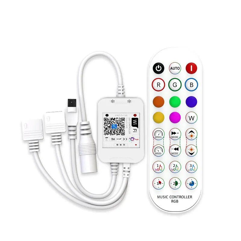 12V-24V WIFI Amazon Alexa Double Load Output IR 24key LED Voice Control WIFI Music RGB Controller for 5050 3528 2835 Strip